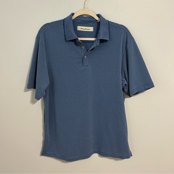 Tommy Bahama Other - Tommy Bahama Men's Navy Blue Striped Short Sleeve Polo Shirt Size Medium